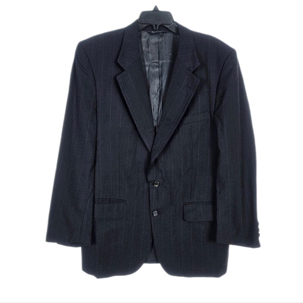 Burberry Vintage Navy Stripe Union Made Wool Sport Coat Blazer Jacket  Mens 44L